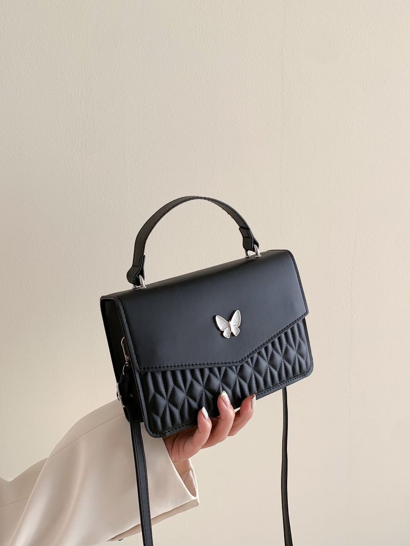 Quilted Butterfly Decor Flap Square Bag