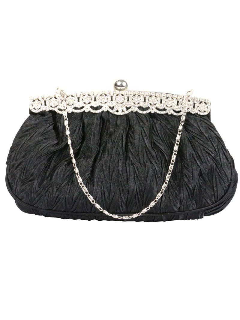 Rhinestone Decor Chain Ruched Bag
