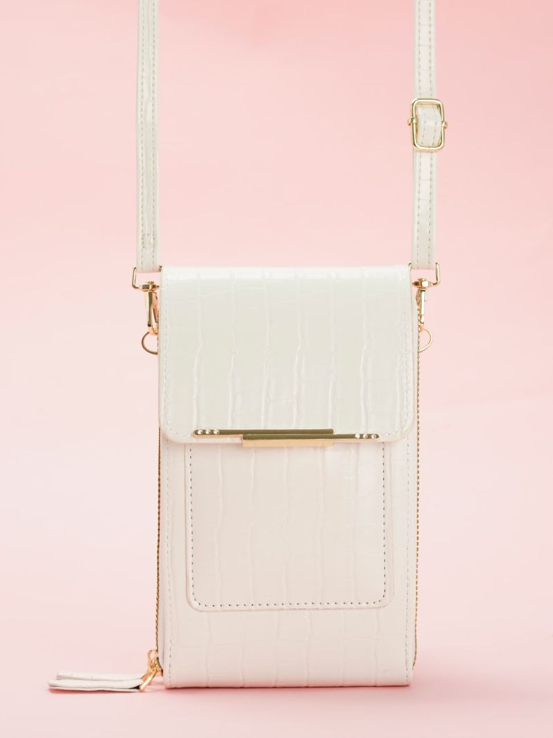 Metal Detail Flap Phone Wallet