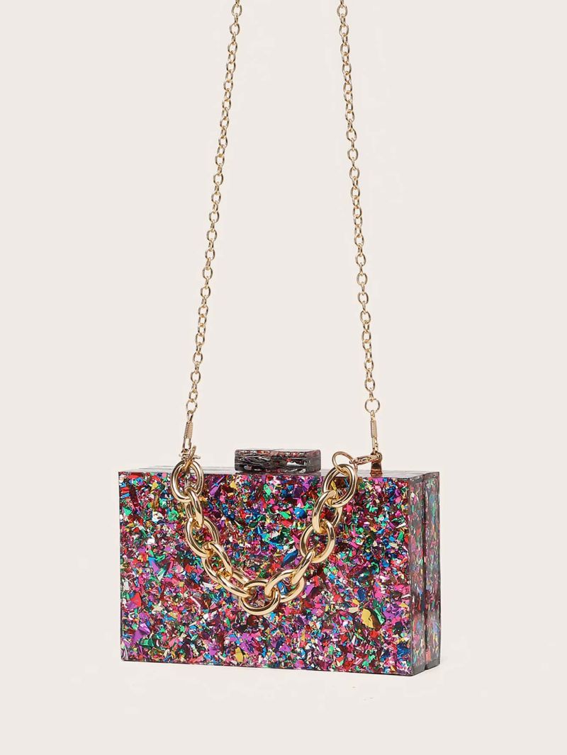 Mini Colorblock Chain Box Bag