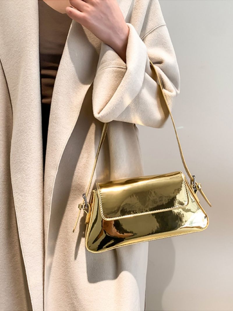 Metallic Flap Baguette Bag