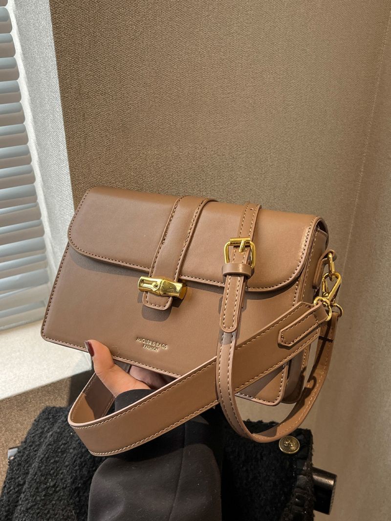 Letter Detail Flap Square Bag