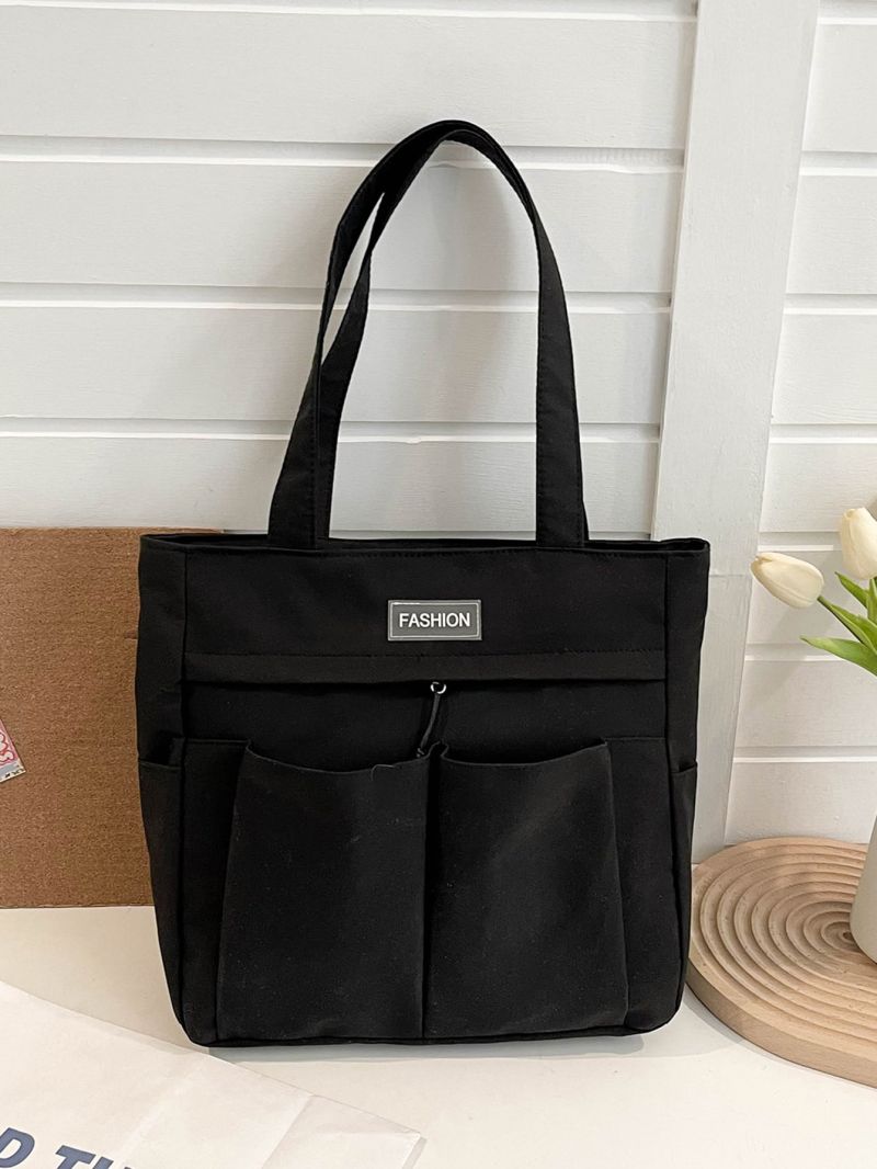 Letter Patch Decor Shopper Bag