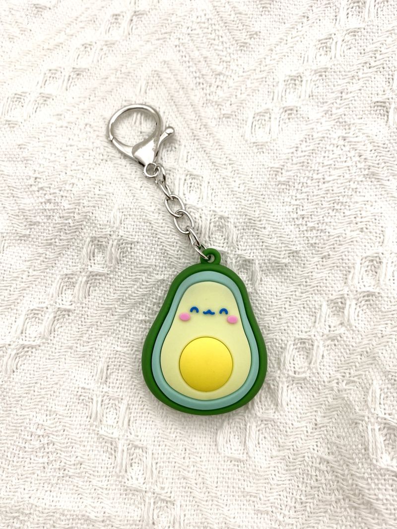 Cartoon Avocado Design Bag Charm Heart Decor Key Ring Cute Bag Purse Car Charm Gift For Friends