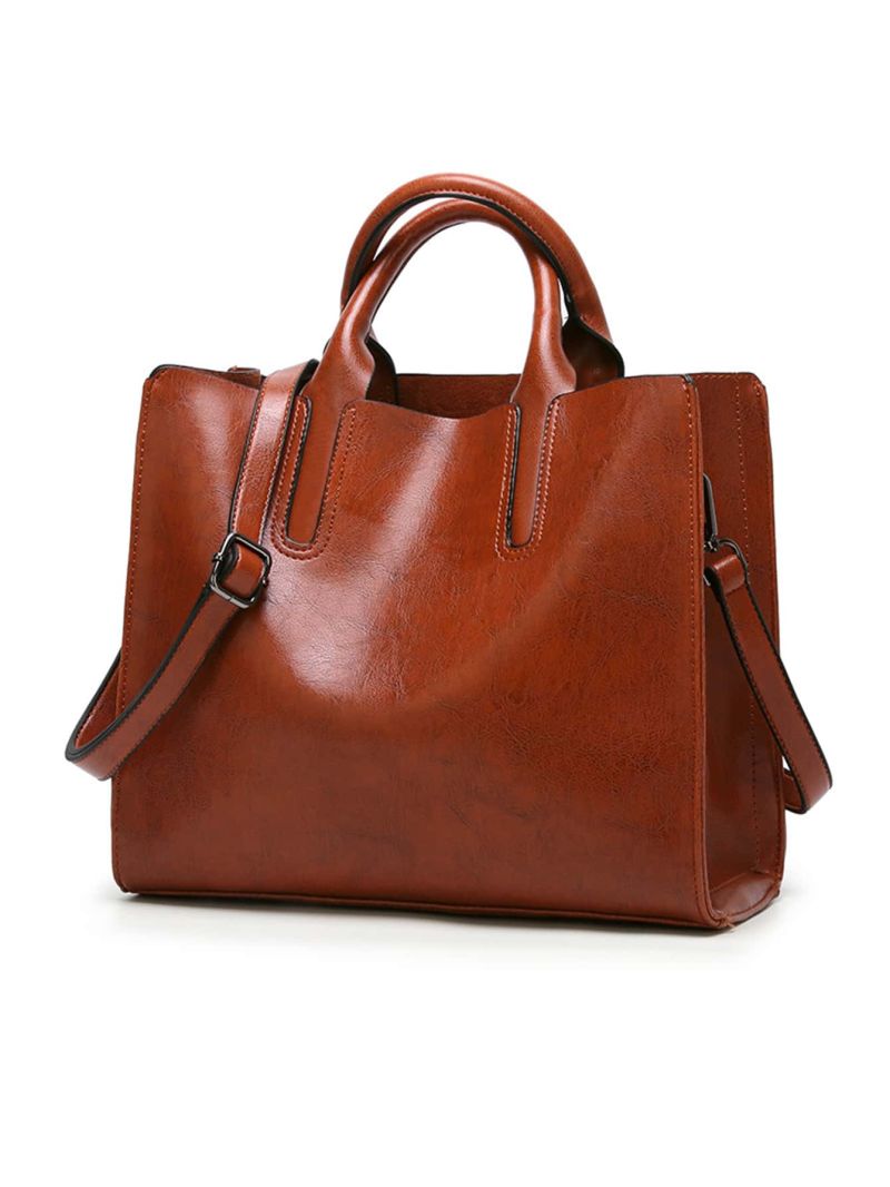 Elegant Tote Bag, Women's Trendy Artificial Leather Zipper Bag Casual Shoulder Bag Minimalist Top Handle Bag