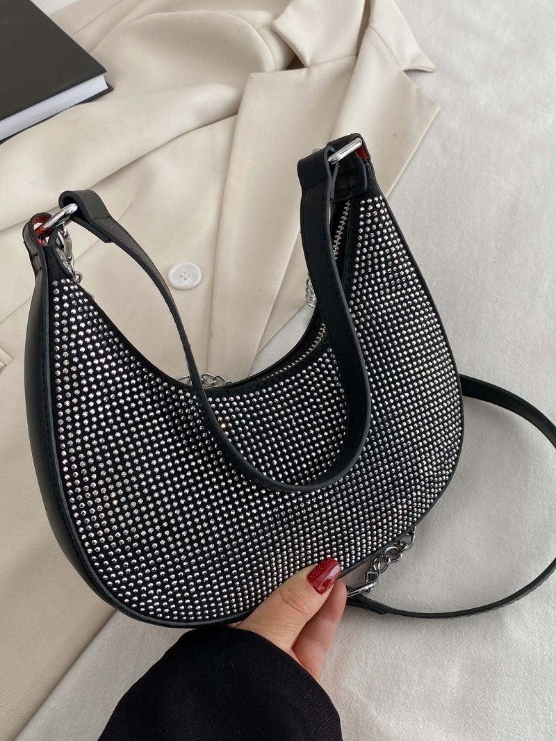 Studded Decor Hobo Bag, Clear Bag