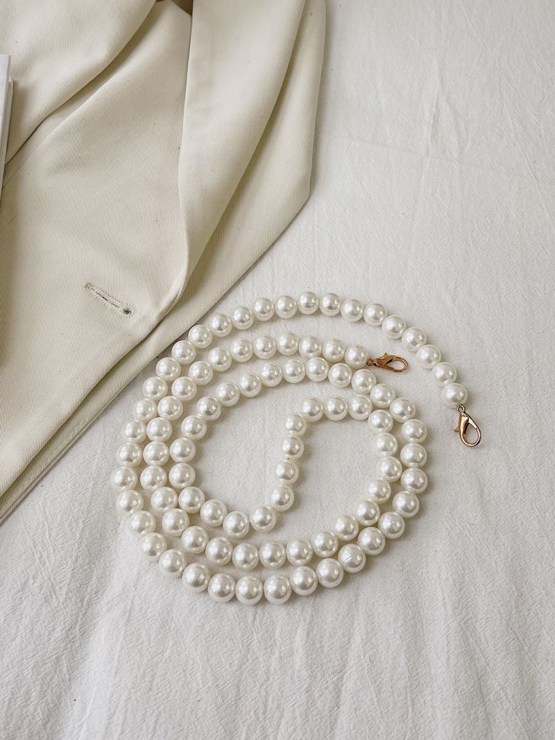 Faux Pearl Beaded Bag Strap