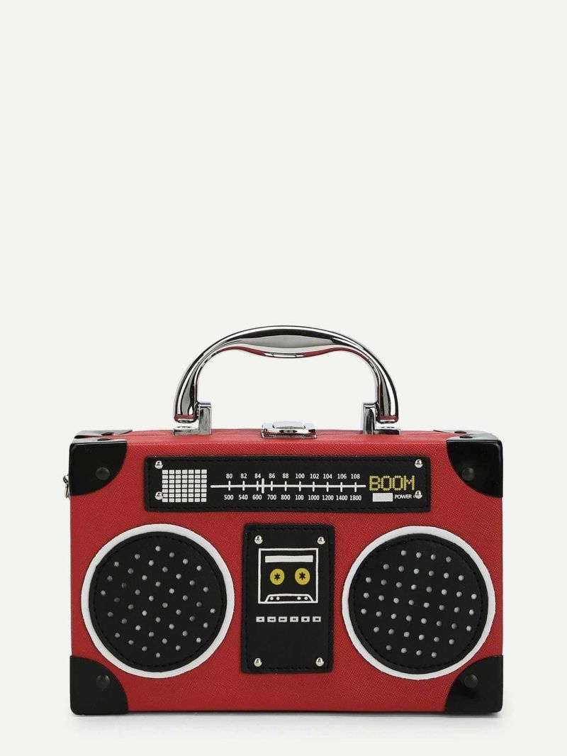 Mini Colorblock Letter Print Box Bag