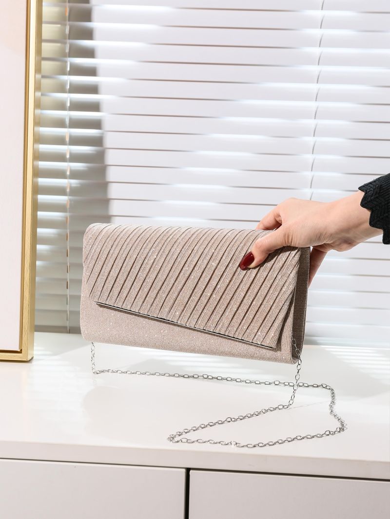 Glitter Pleated Detail Flap Envelope Bag