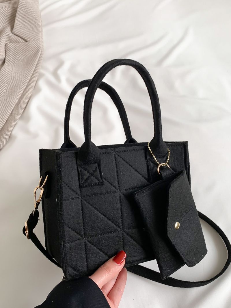 Mini Quilted Square Bag With Coin Purse