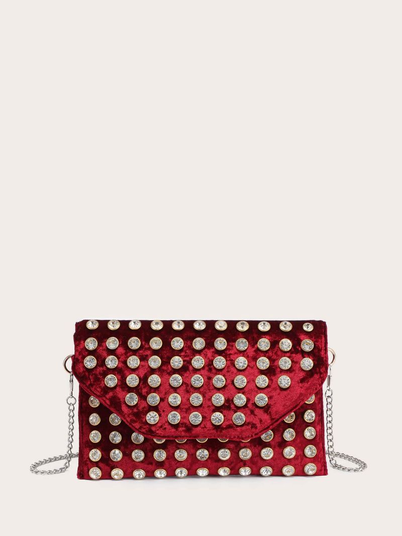 Rhinestone Decor Flap Envelope Bag