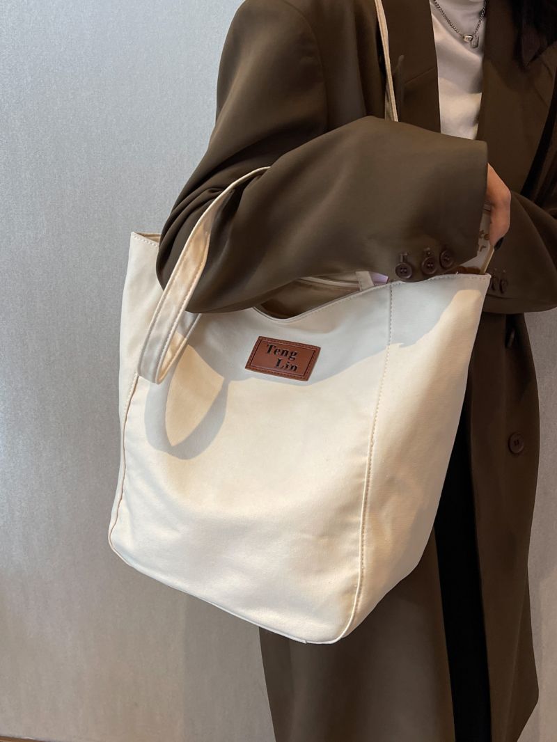 Letter Patch Decor Shopper Bag