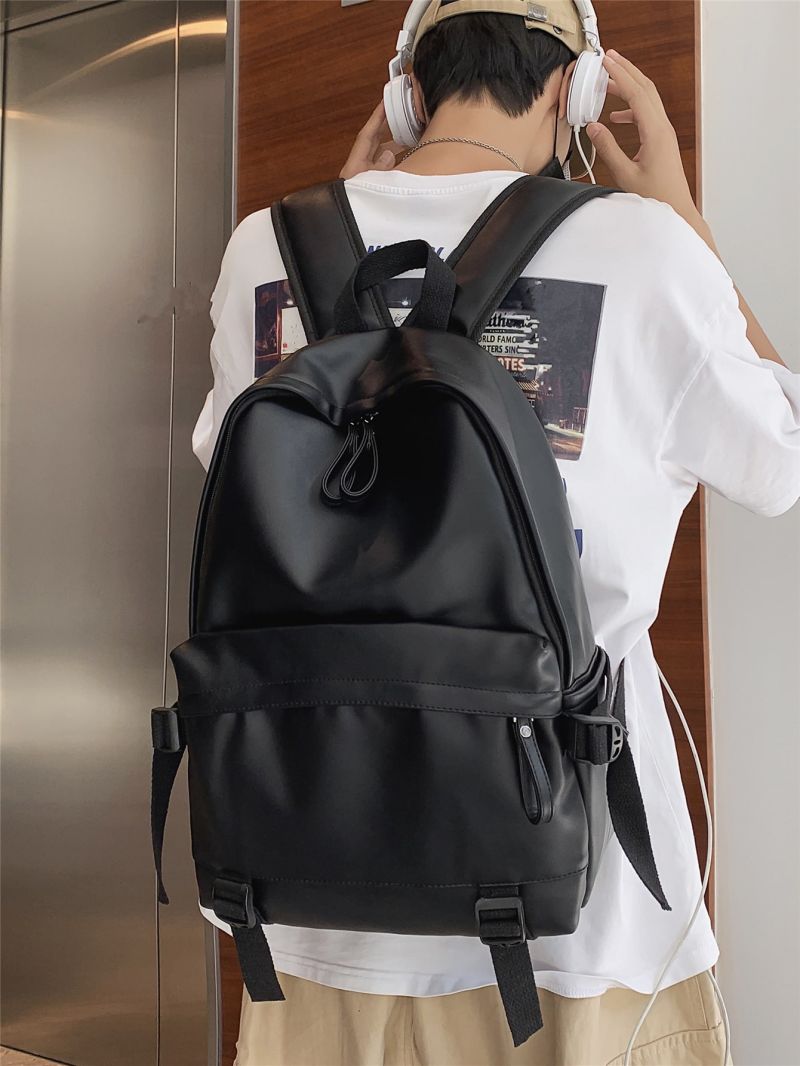 Men Buckle Decor Functional Backpack