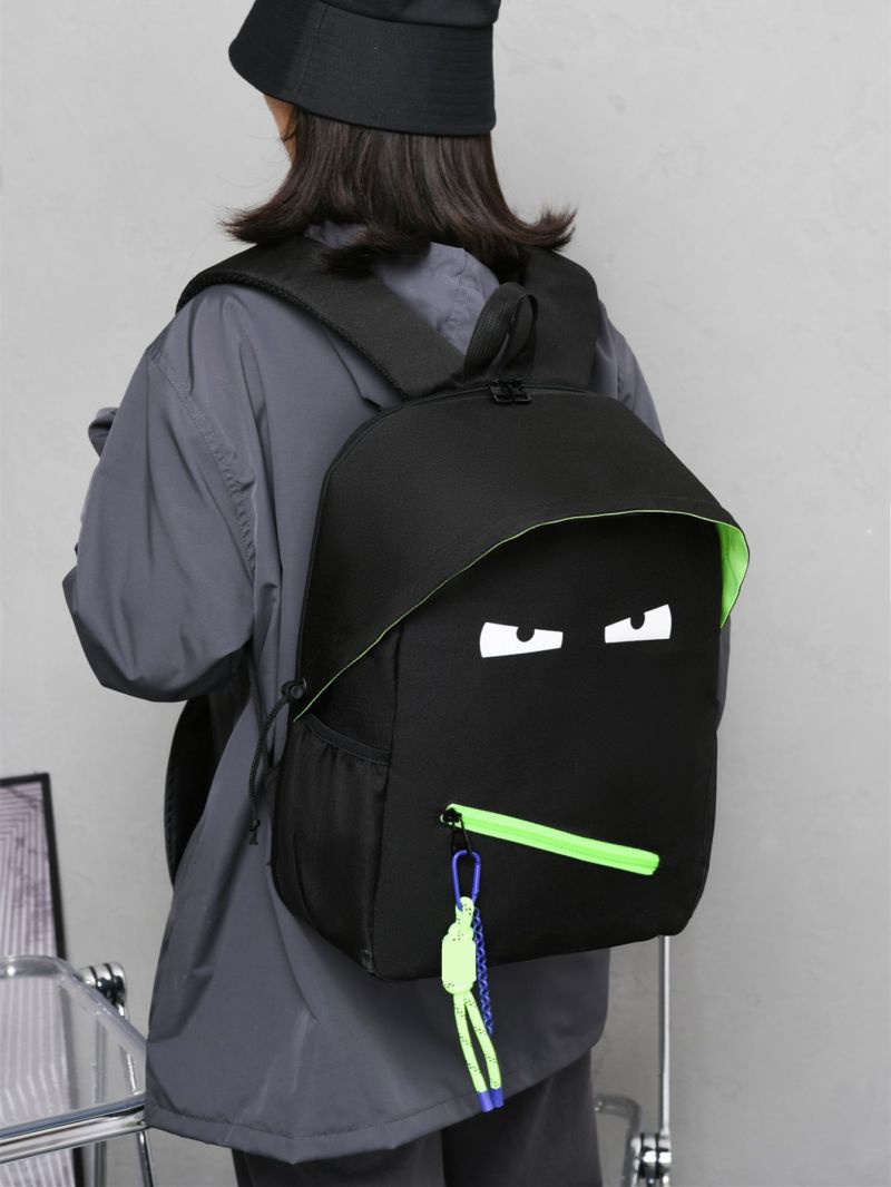 Cartoon Expression Pattern Classic Backpack With Bag Charm