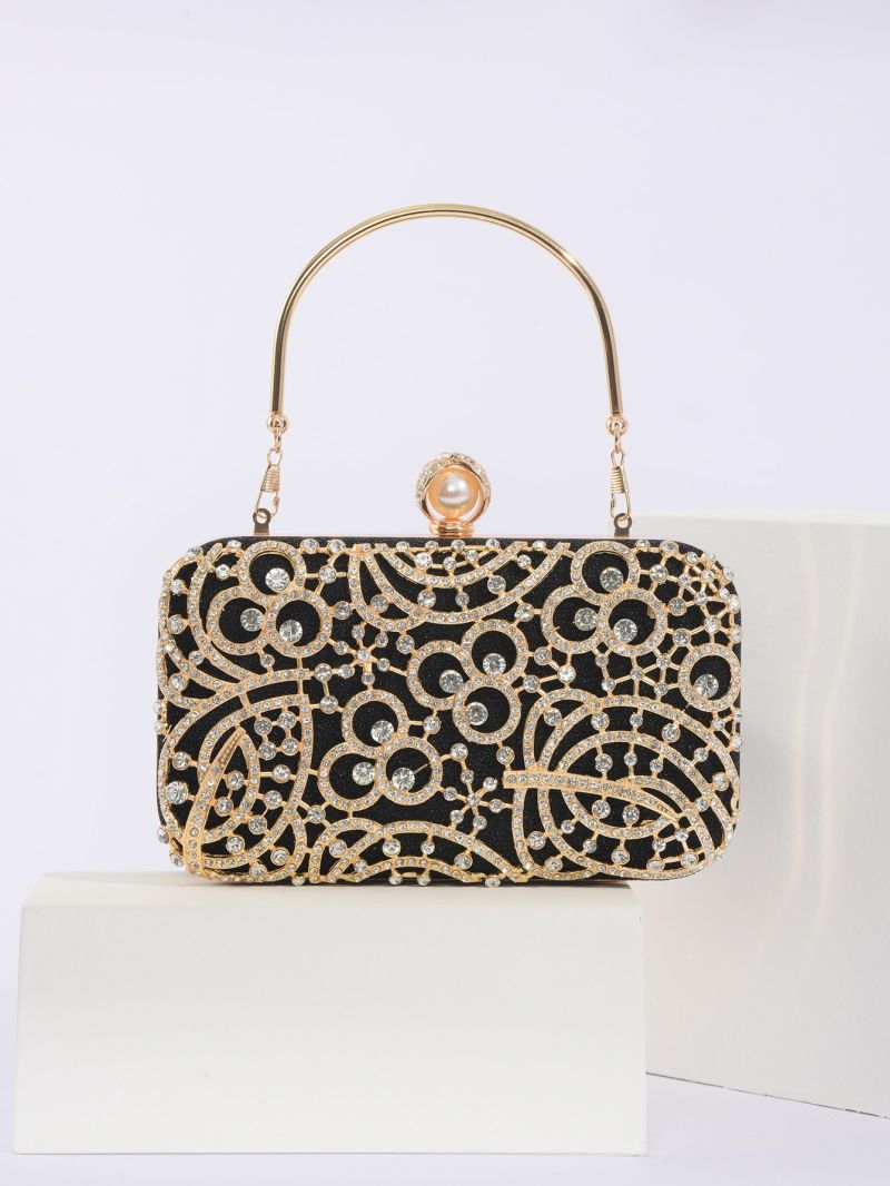 Mini Rhinestone & Faux Pearl Decor Chain Box Bag