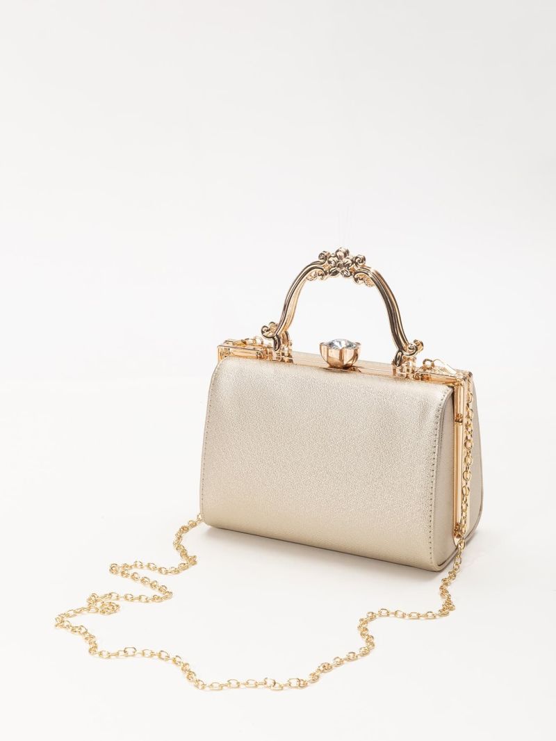 Mini Metallic Rhinestone Decor Chain Box Bag