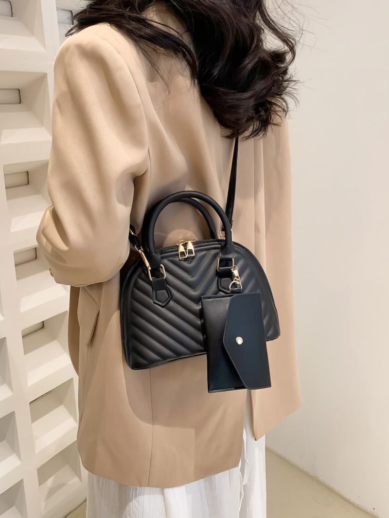 Chevron Dome Bag With Small Pouch