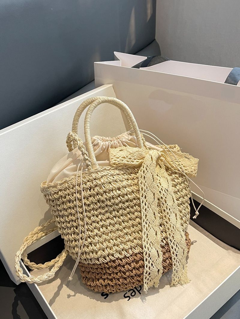 Twilly Scarf Decor Straw Bag