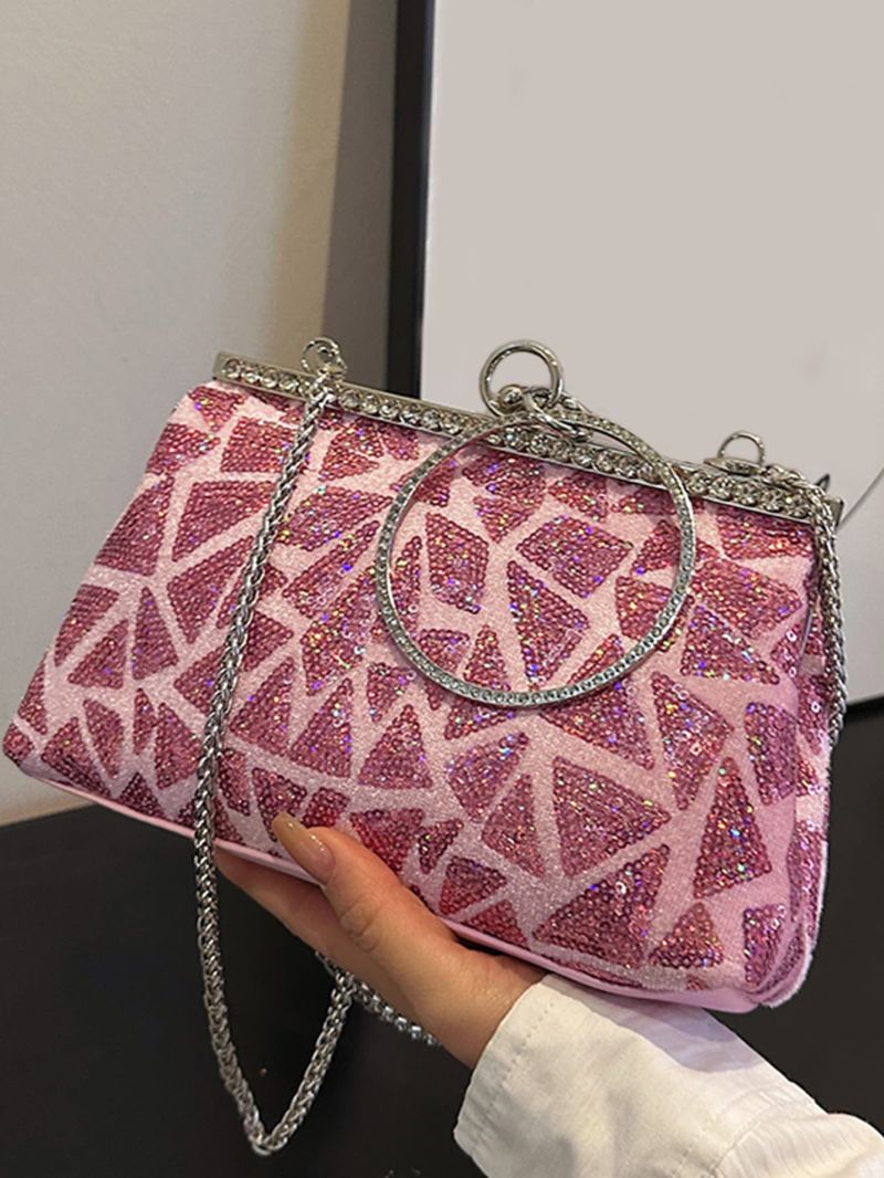 Sequin Decor Kiss Lock Evening Bag