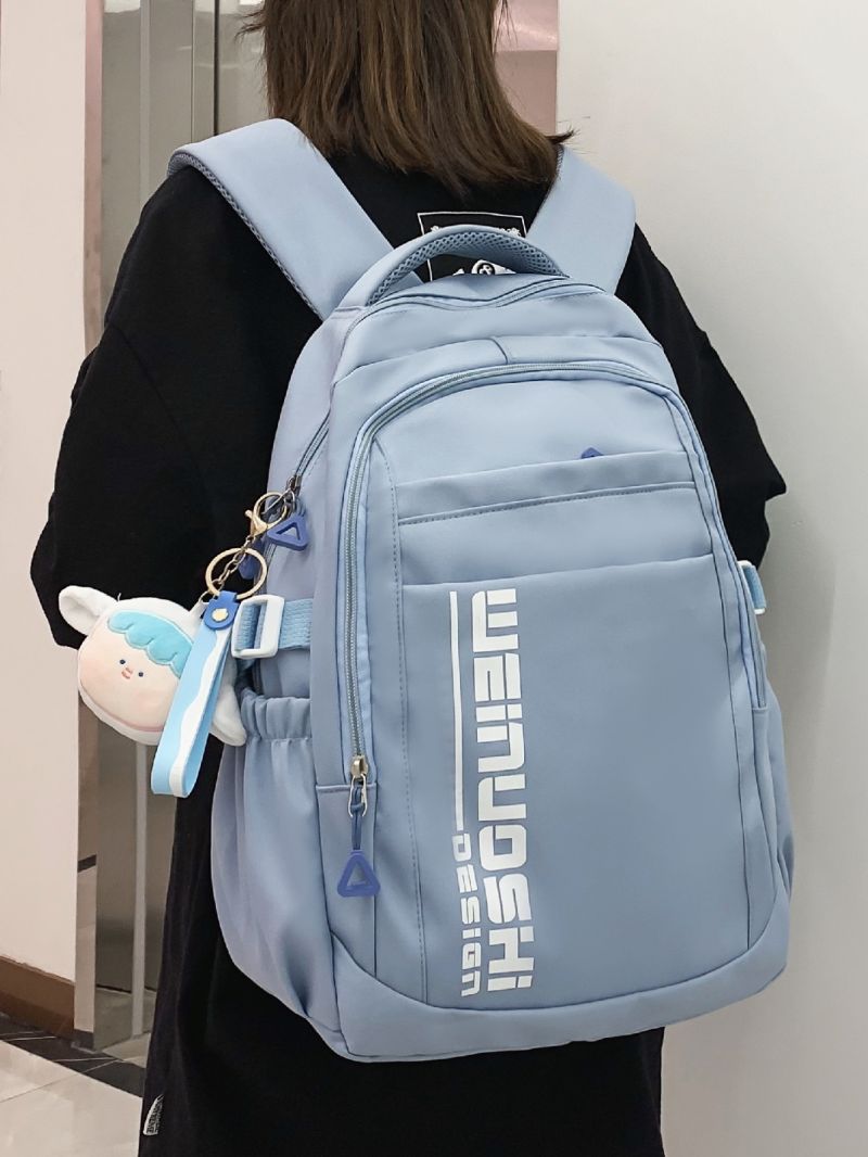 Letter Graphic Functional Backpack With Bag Charm