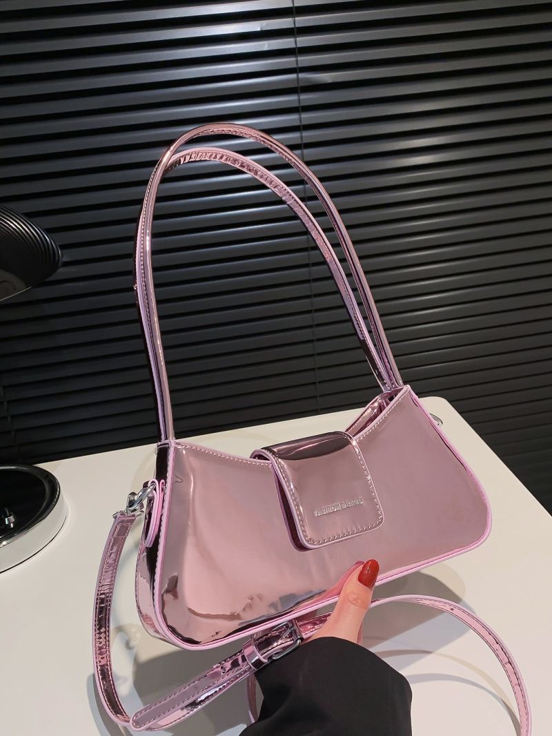 Neon Orange Letter Graphic Baguette Bag