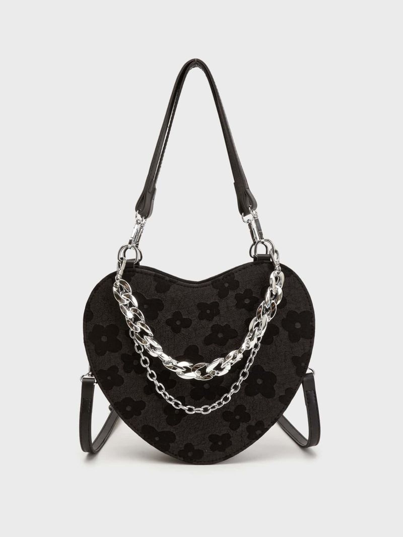 Floral Pattern Chain Decor Novelty Bag