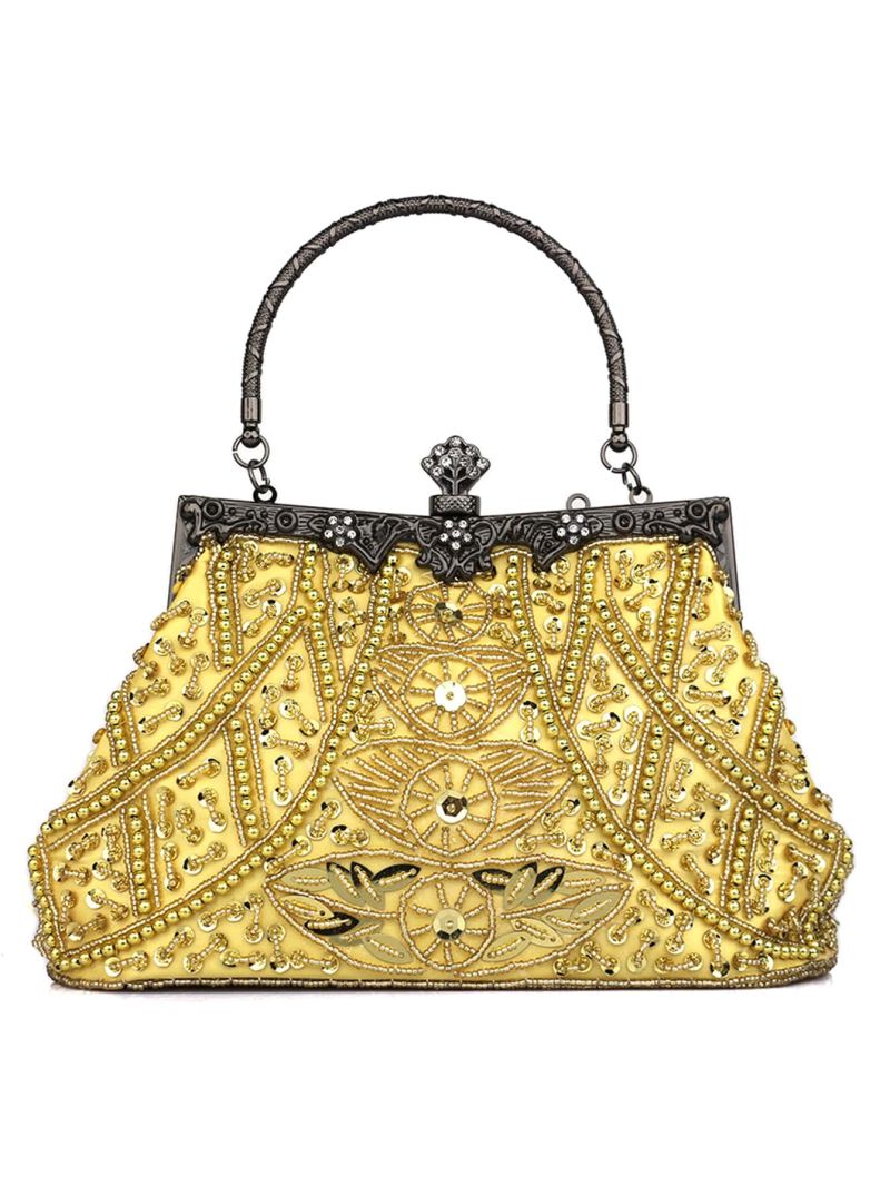 Rhinestone Decor Kiss Lock Evening Bag