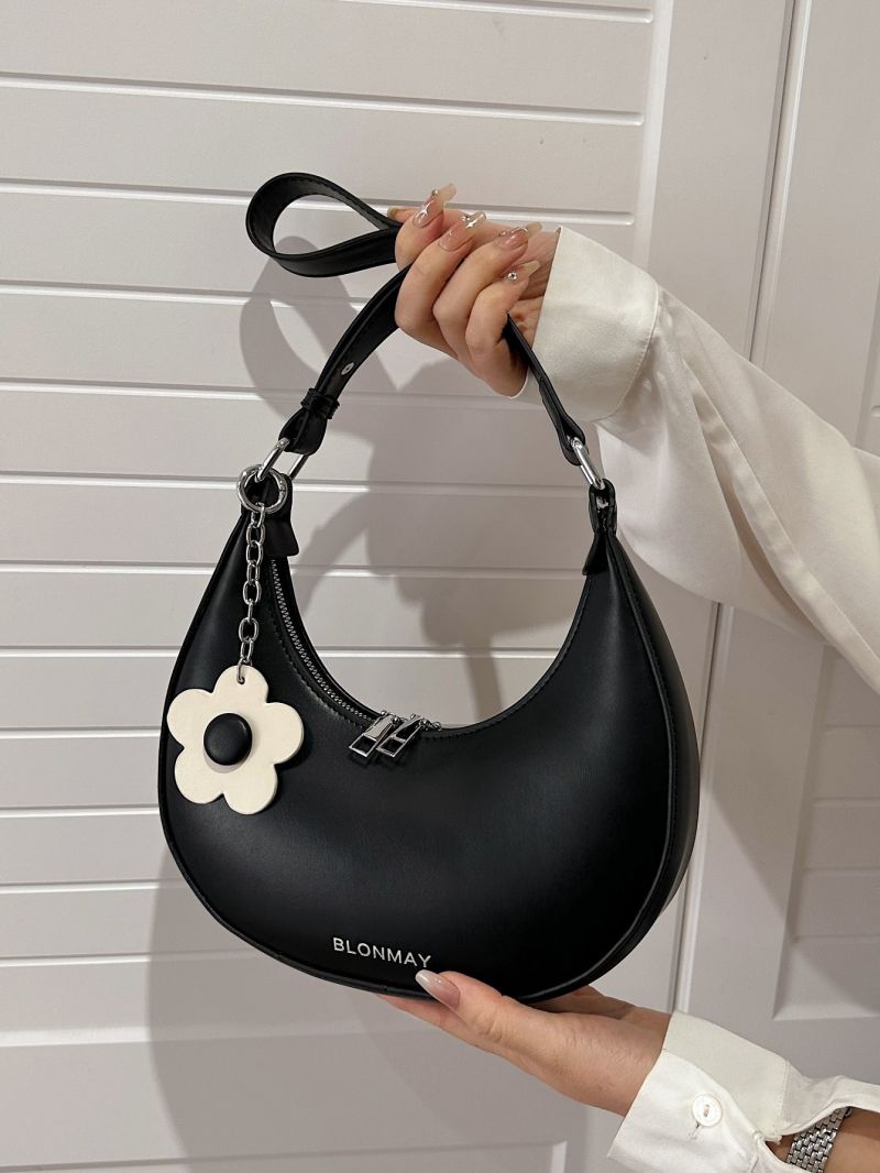 Letter Graphic Hobo Bag With Bag Charm