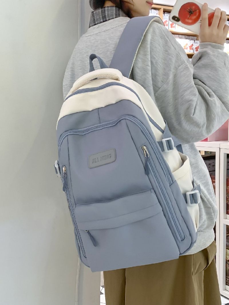 Letter Patch Decor Functional Backpack