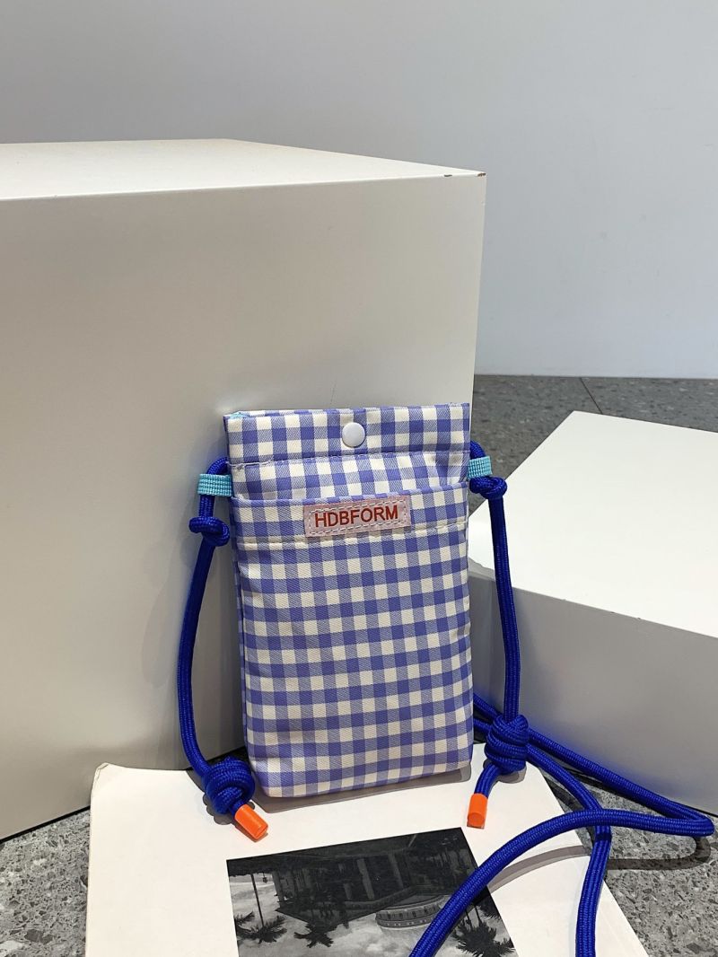 Mini Gingham & Letter Graphic Flap Phone Wallet