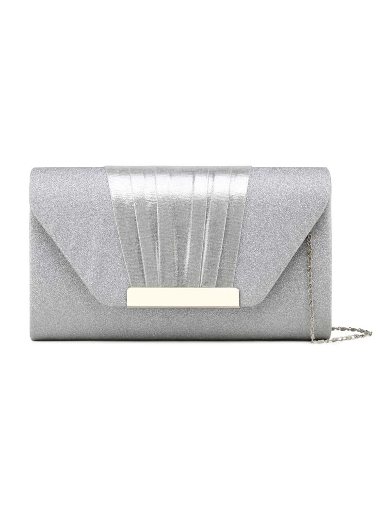 Glitter Pleated Detail Flap Envelope Bag