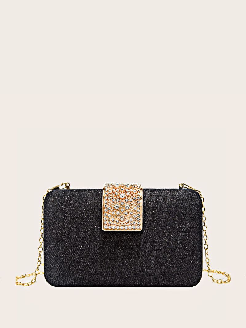 Mini Glitter Rhinestone Decor Chain Box Bag