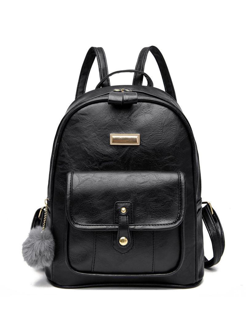 Pom Pom Decor Classic Backpack