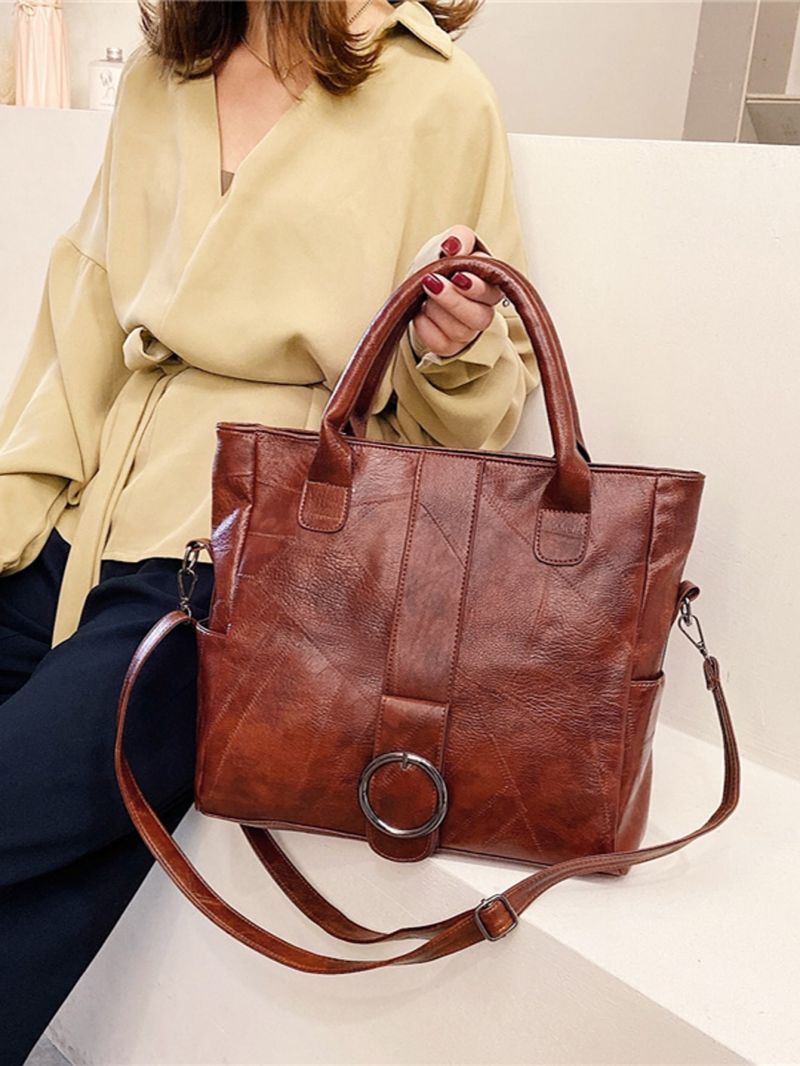 Buckle Decor Top Handle Bag