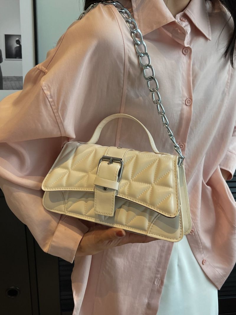 Quilted Buckle Decor Flap Chain Square Bag