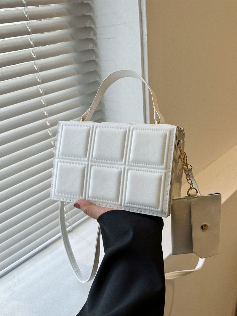 Mini Geometric Embossed Square Bag With Coin Purse