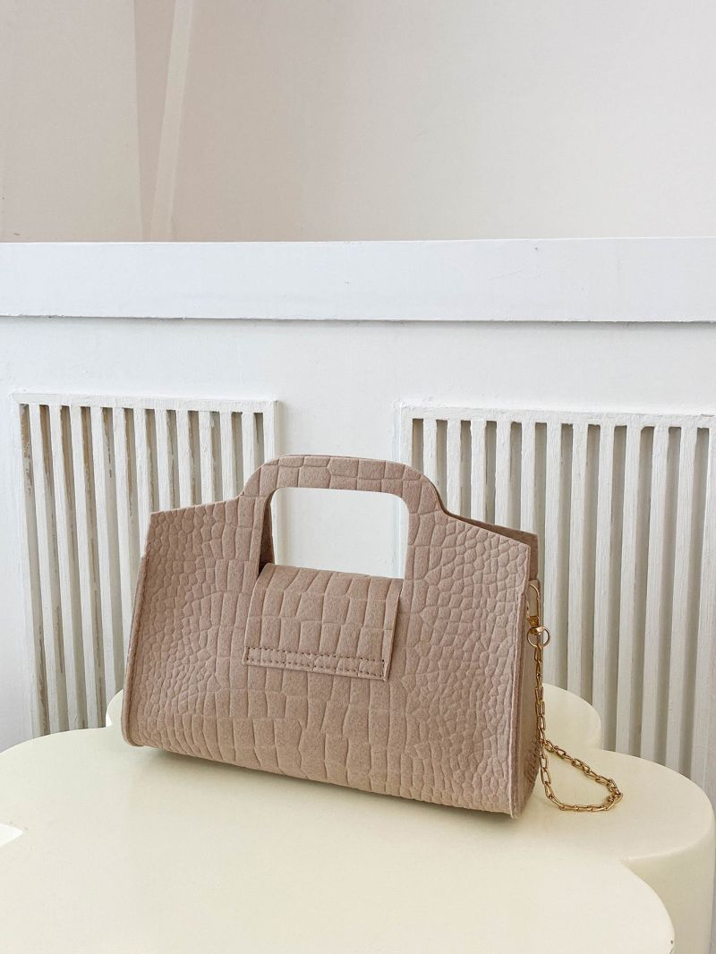 Crocodile Embossed Chain Square Bag