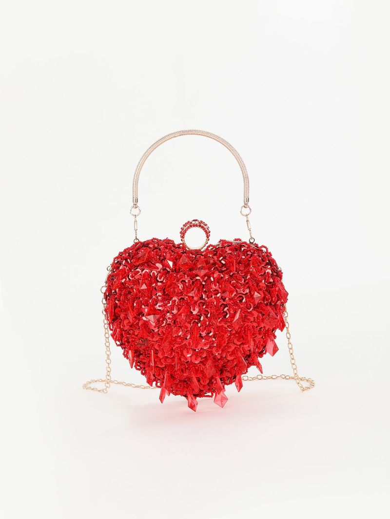 Mini Sequin Decor Heart Design Novelty Bag