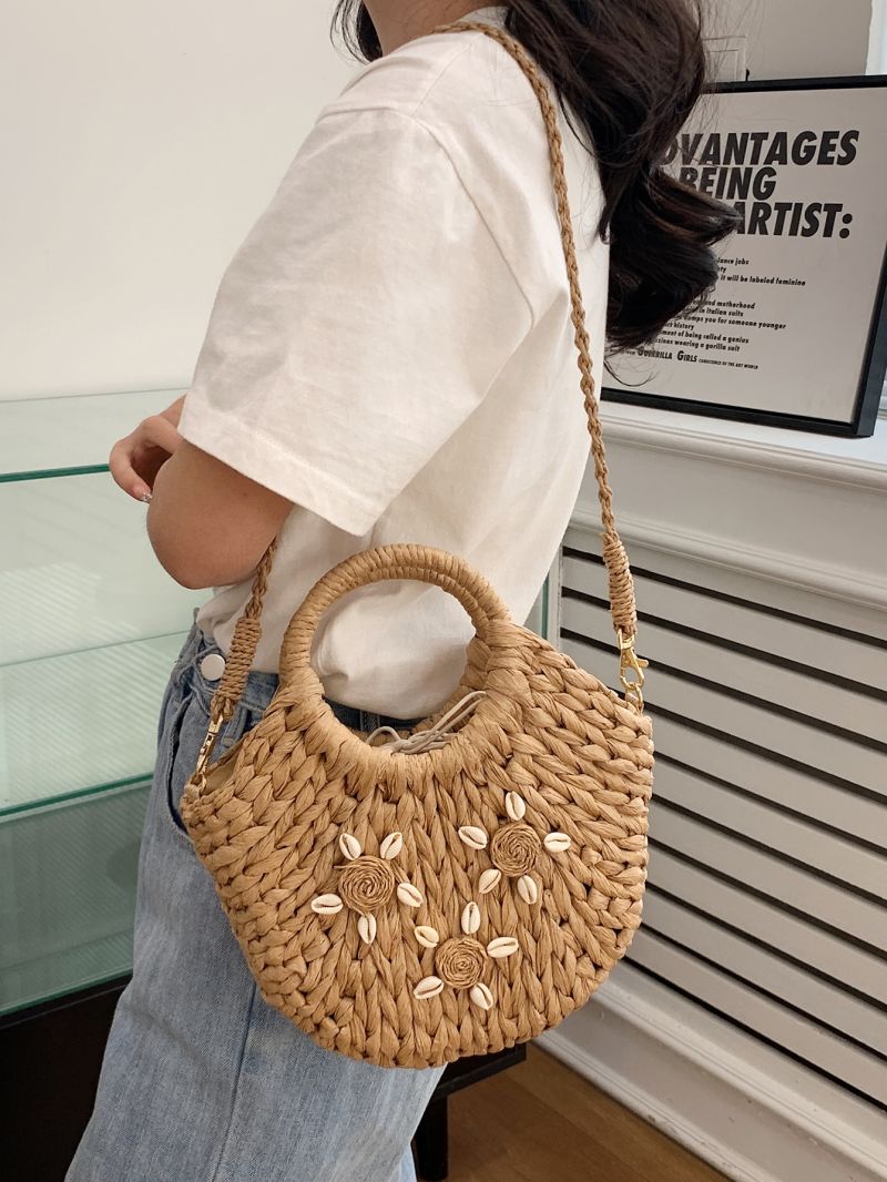 Shell Decor Straw Bag