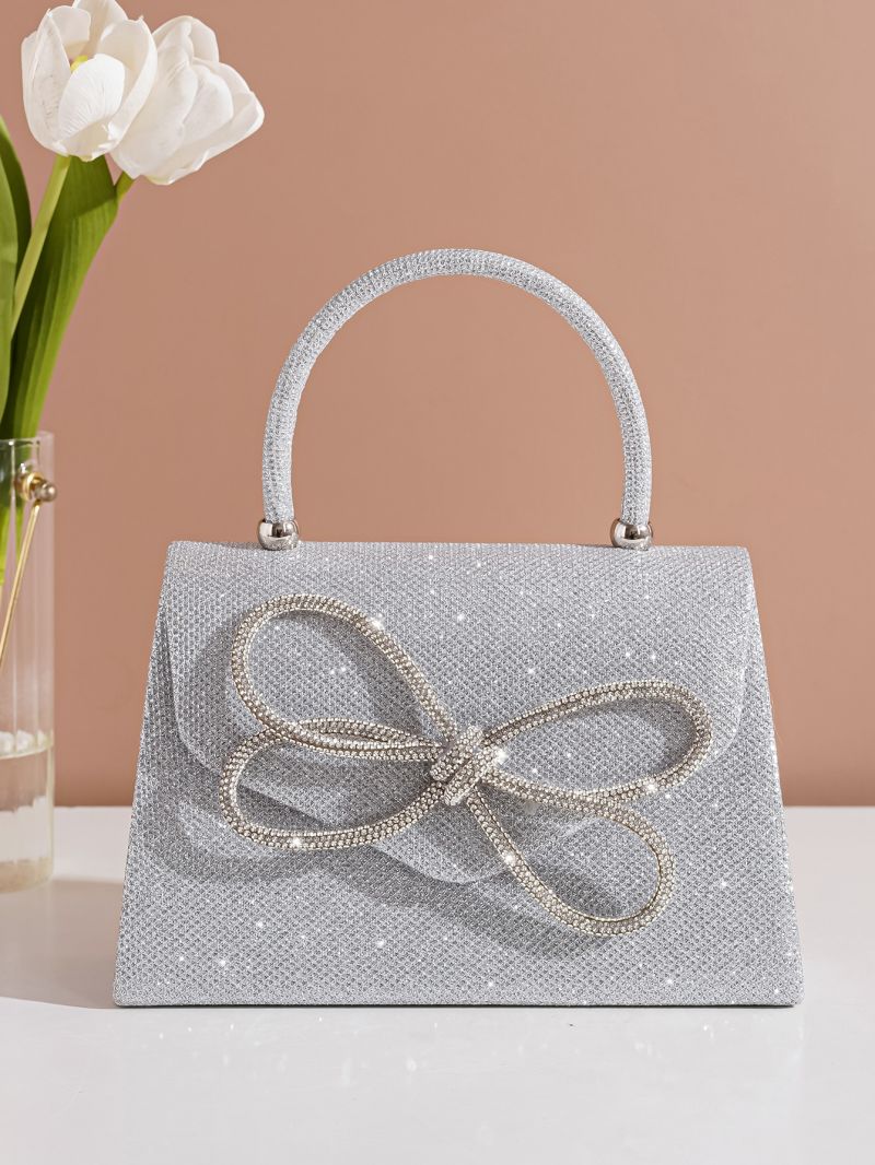 Glitter Bow Decor Square Bag