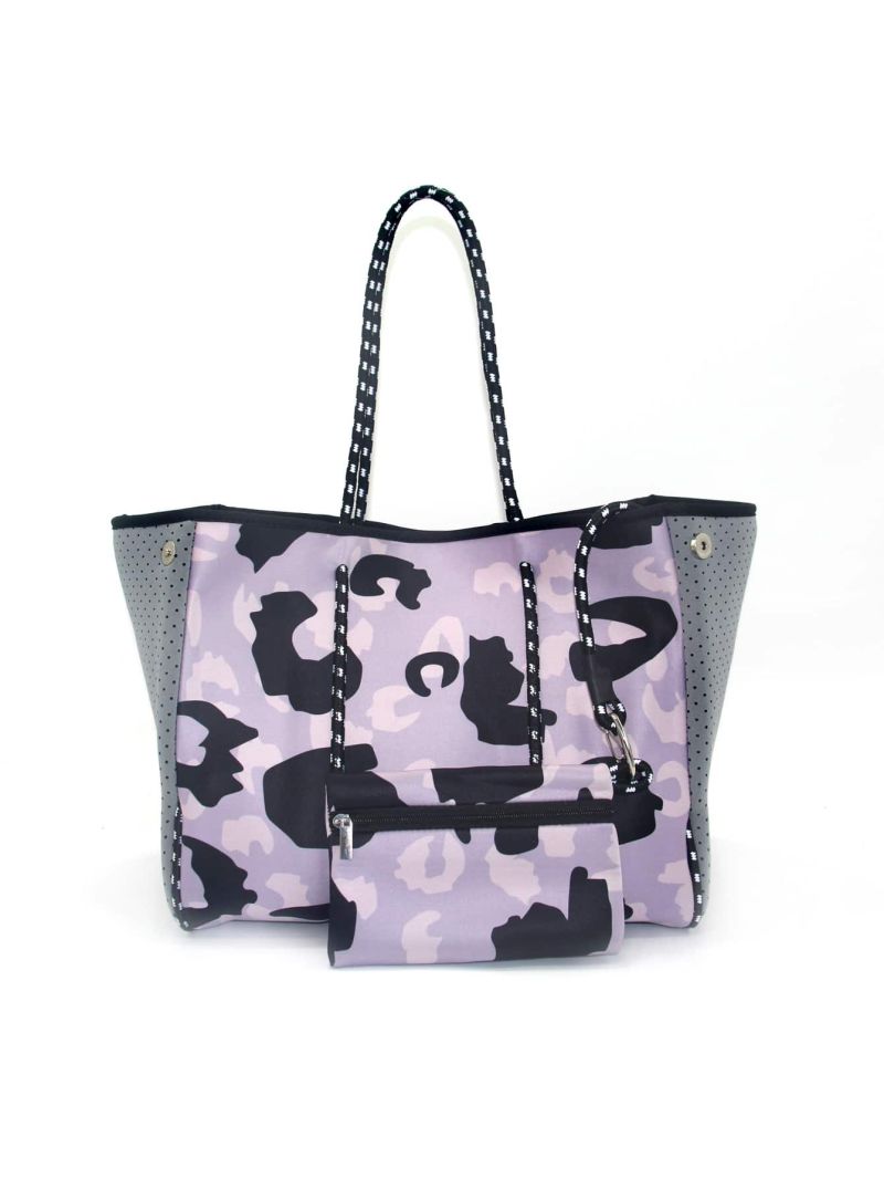 Leopard Print Pattern Shoulder Tote Bag With Small Pouch