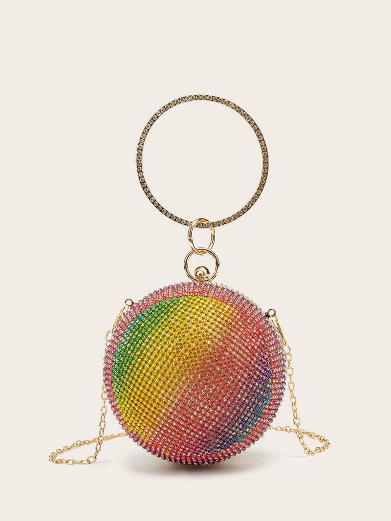 Mini Rhinestone Decor Chain Circle Bag