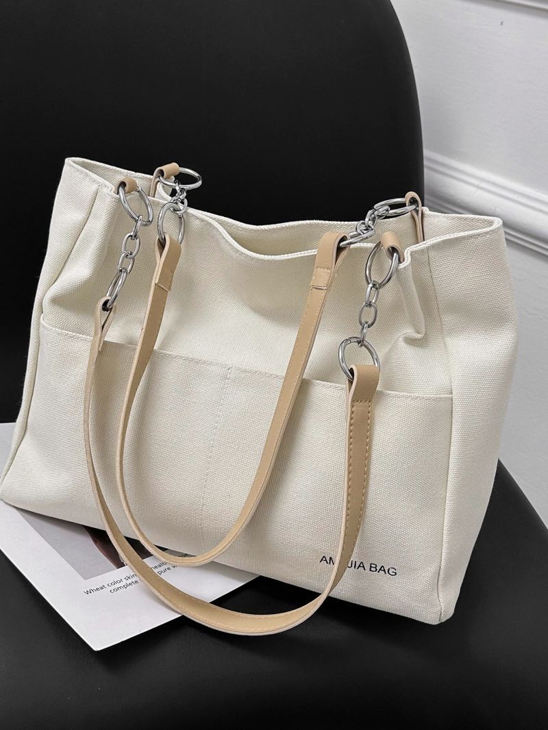 Letter Print Shoulder Tote Bag