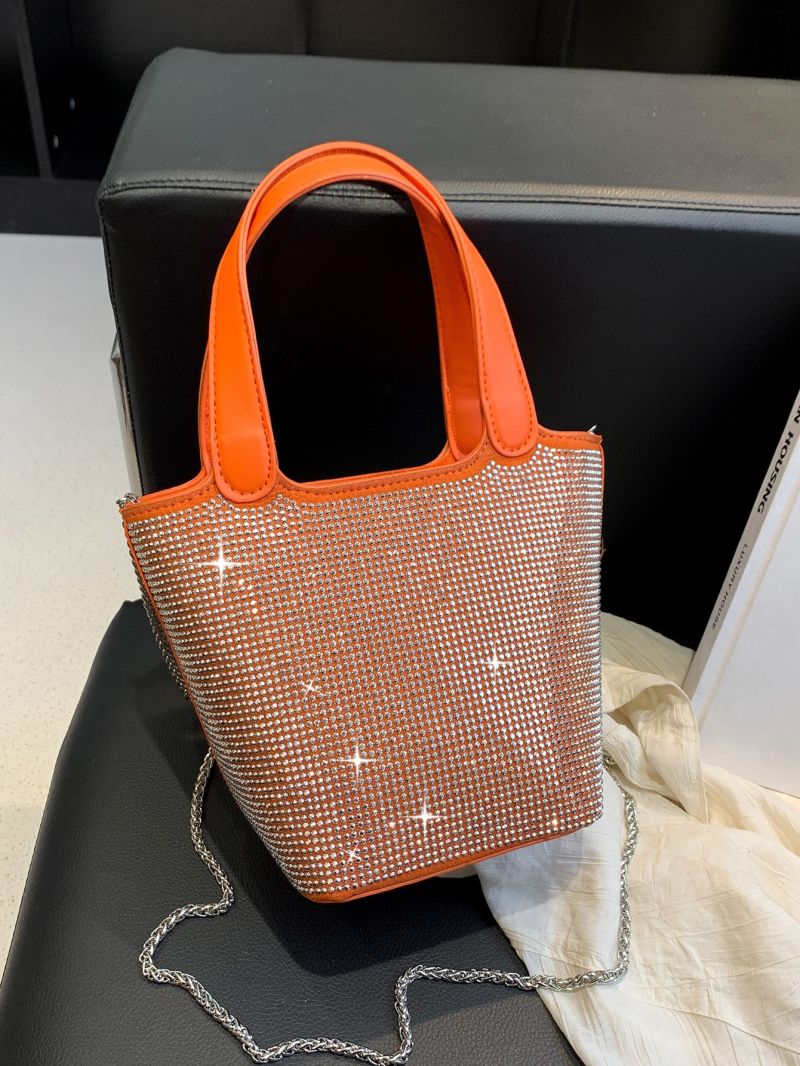 Studded Decor Chain Bucket Bag