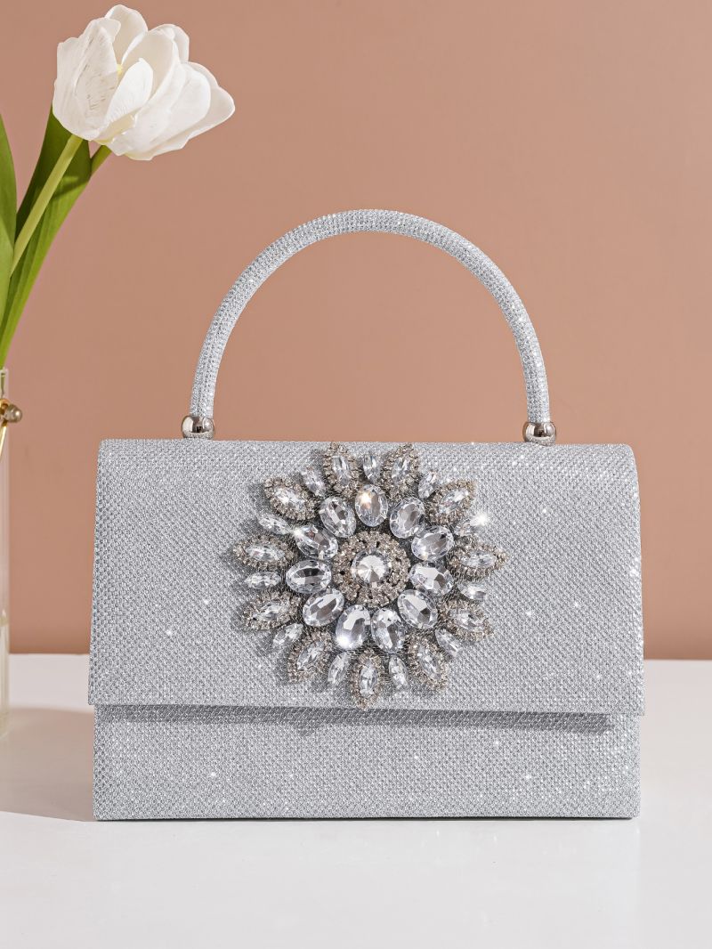 Glitter Rhinestone Decor Flap Square Bag