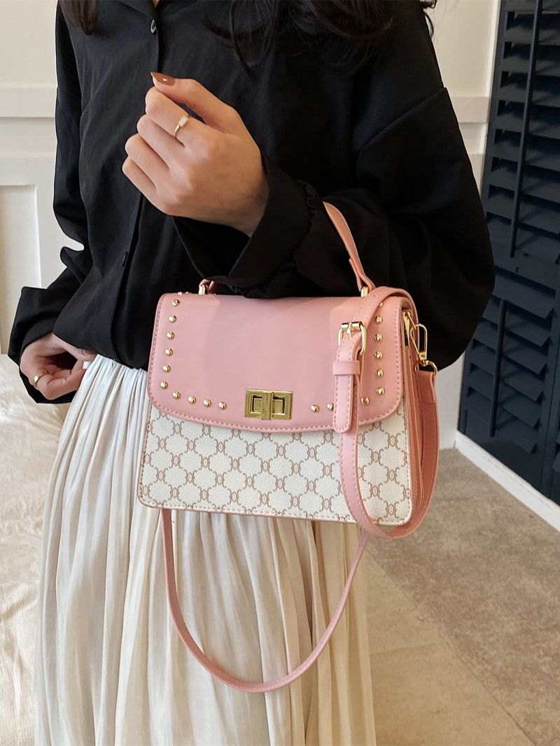 Studded Decor Flap Square Bag