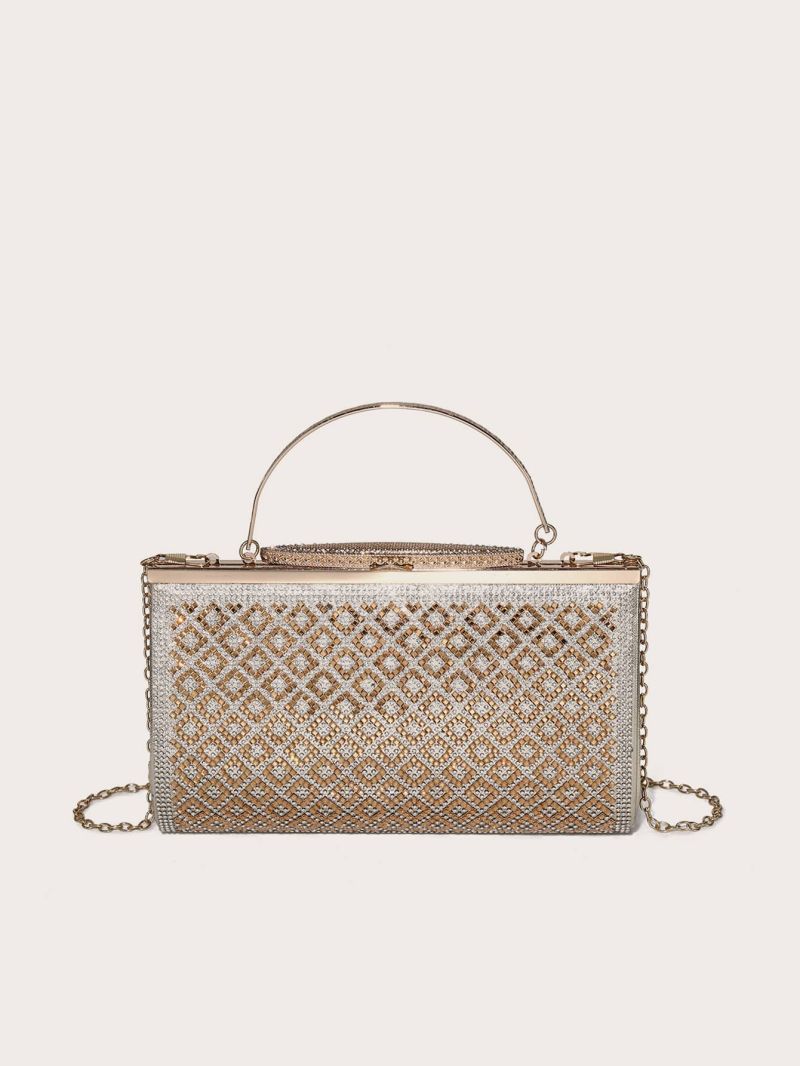Rhinestone Decor Chain Box Bag