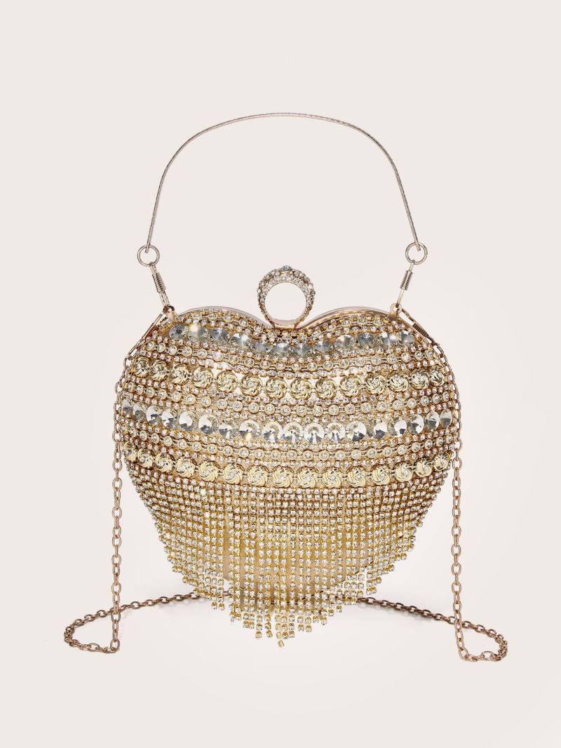 Mini Rhinestone Decor Heart Design Novelty Bag