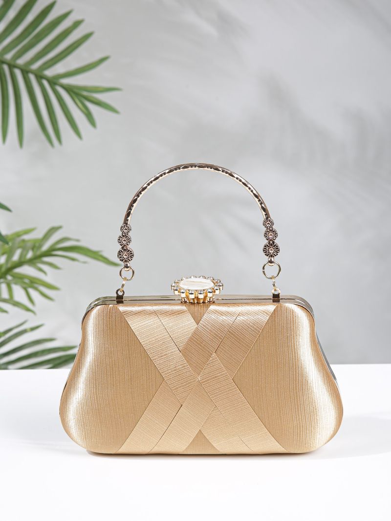 Metallic Rhinestone Decor Box Bag