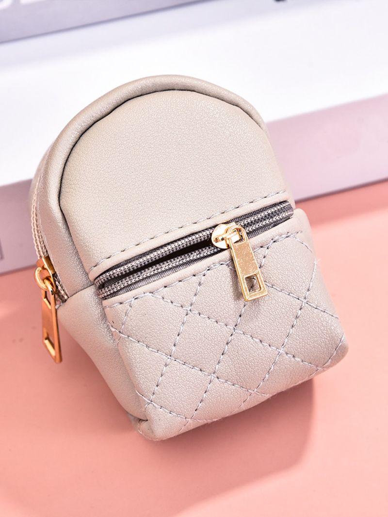Quilted Coin Purse Zip Front PU